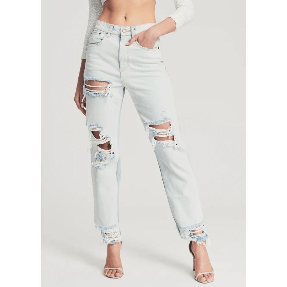 Retrofete Two Tone Laguna Blue Denim Maggie Distressed Jeans Women's Size 27